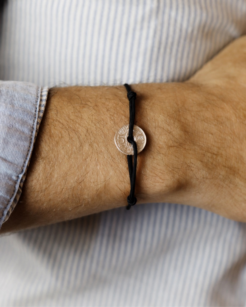 Bracelet Louvre - 5 centimes argent - Noir