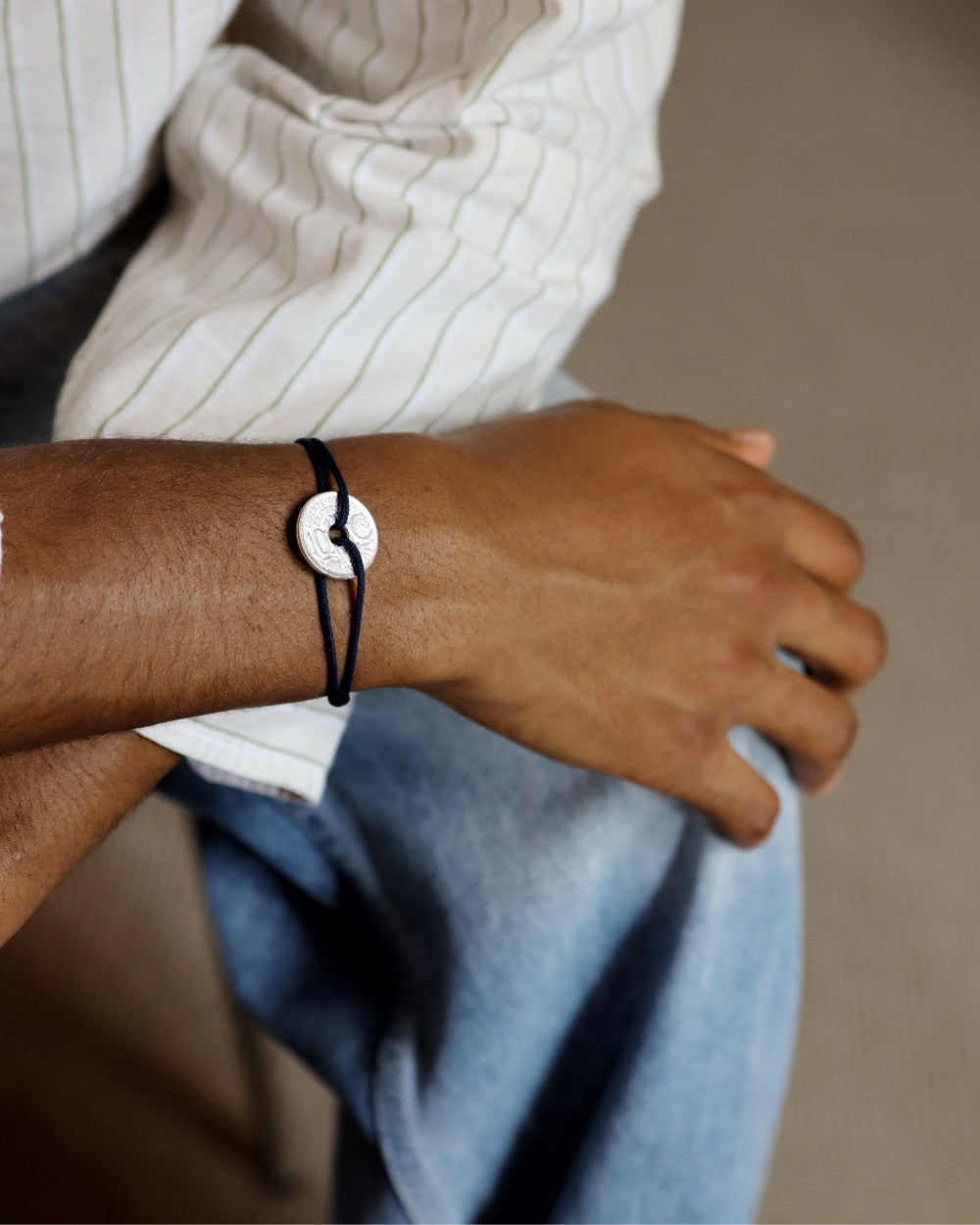 Bracelet Vincennes - 10 centimes argent - Marine
