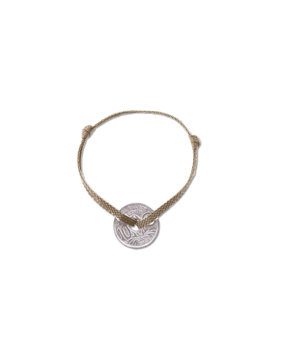 Bracelet Vincennes - 10 centimes argent - Plat Beige