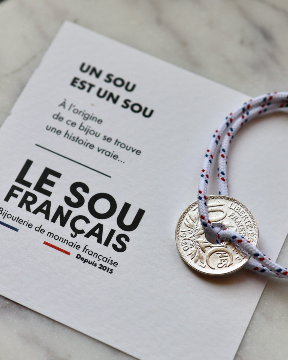 Bracelet Vincennes - 10 centimes argent - Navigateur Blanc