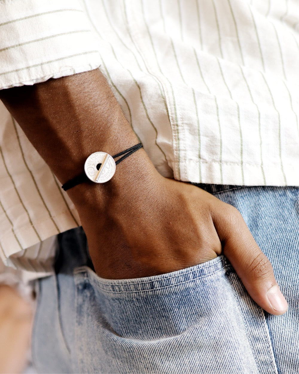 Bracelet le T - 10 centimes argent - Noir