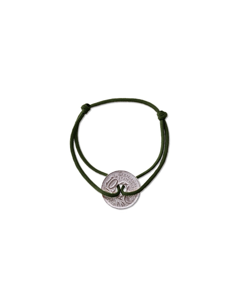 Bracelet Vincennes - 10 centimes argent - Kaki – vue 3 – Le Sou Français