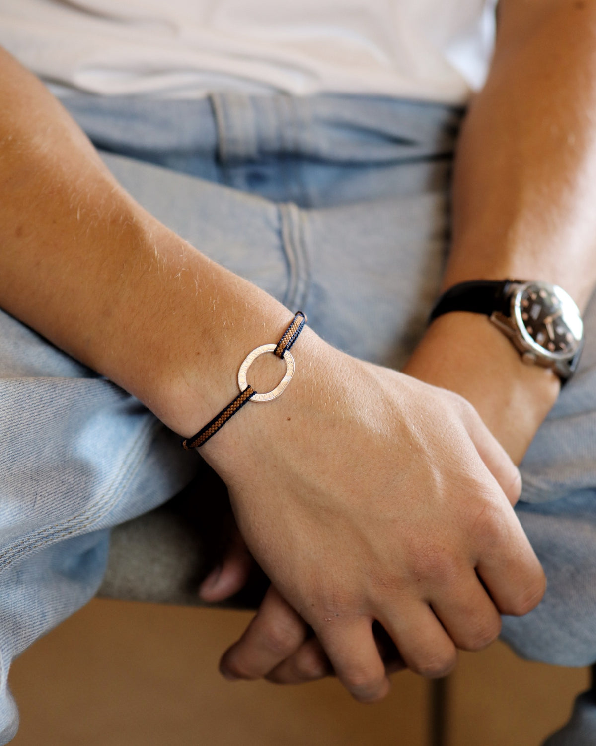 Bracelet Bastille - 10 francs argent - Plat Ambre Marine - photo 01