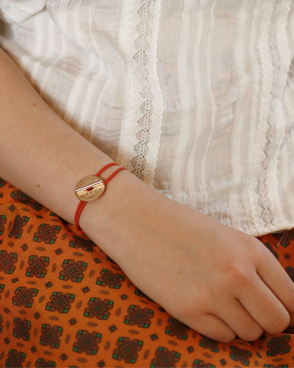 Bracelet le T - 10 centimes or - Orange Vif – Le Sou Français