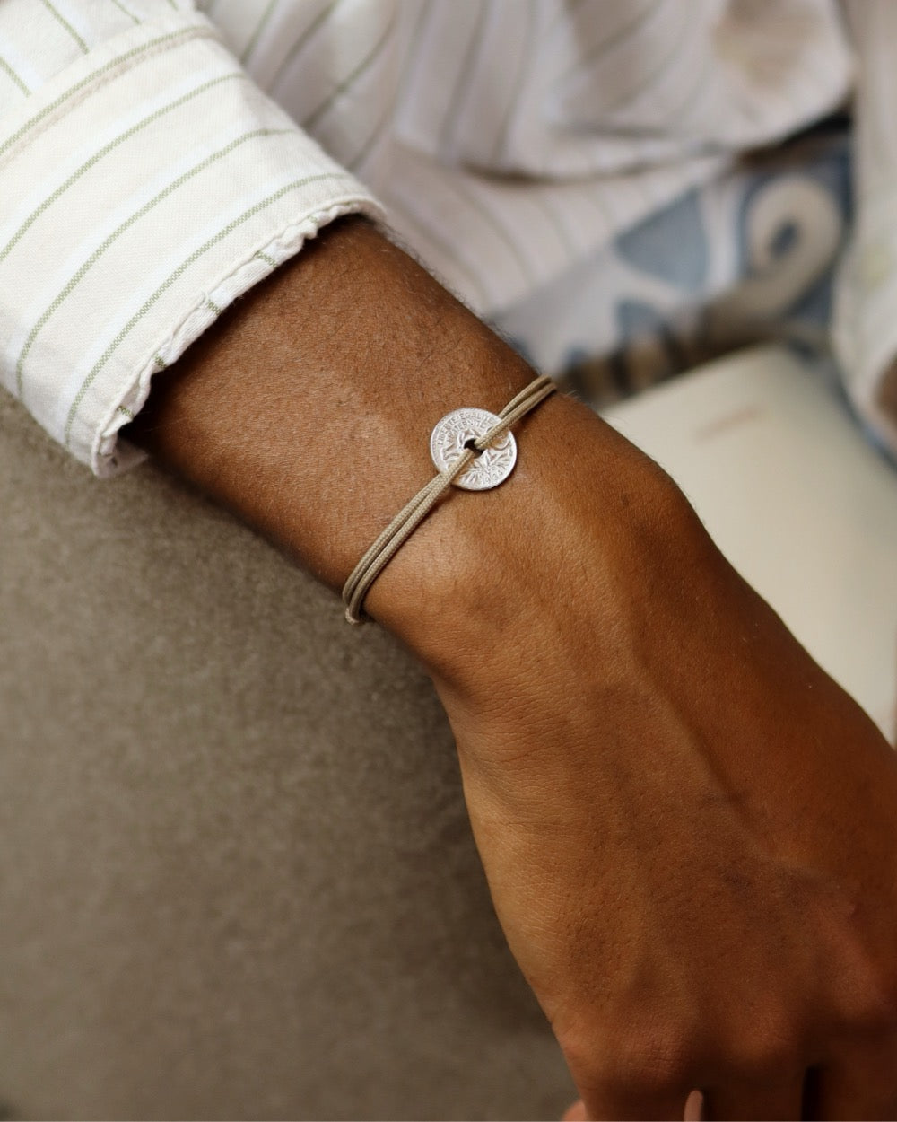 Bracelet Louvre - 5 centimes argent - Beige