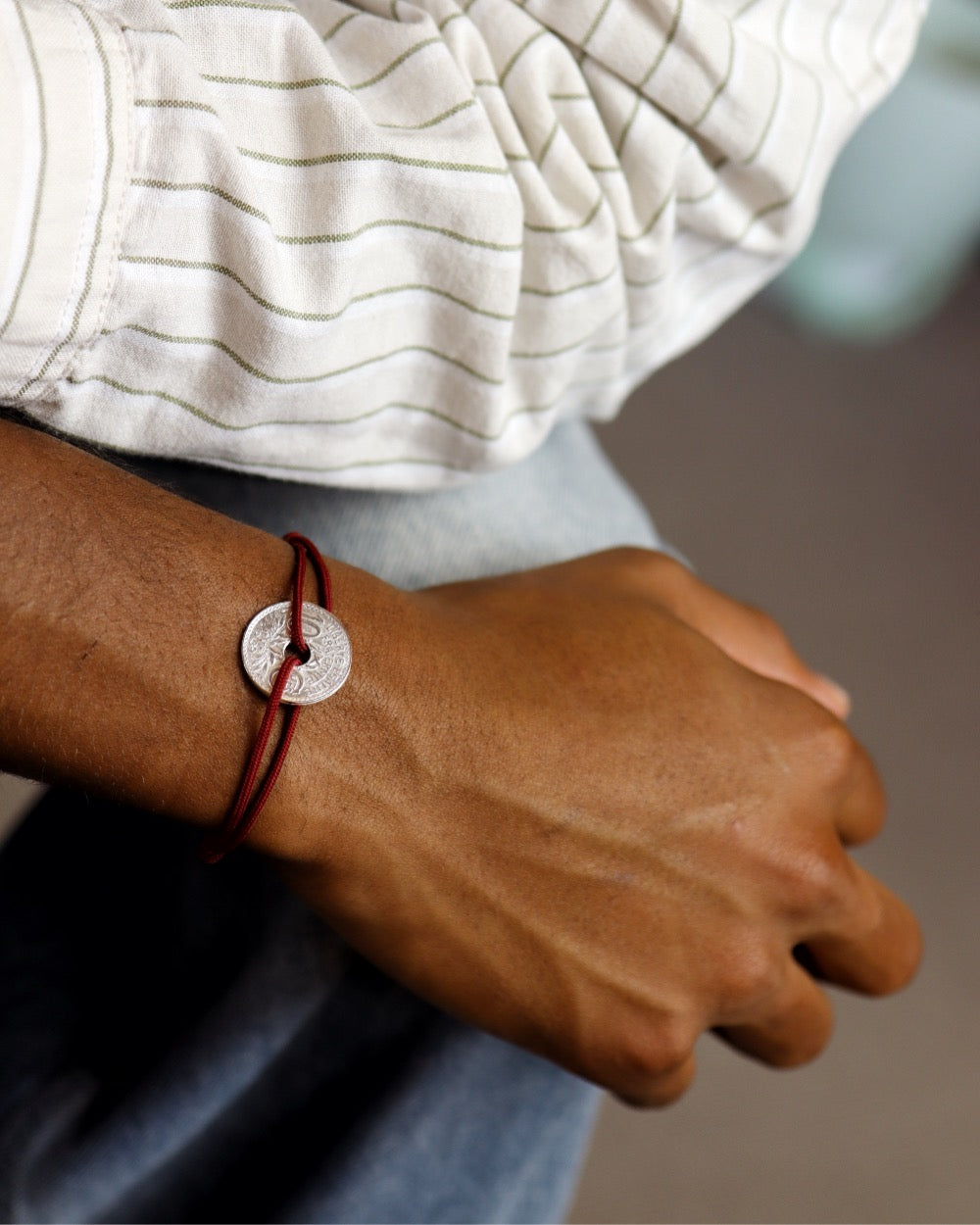 Bracelet Vincennes - 10 centimes argent - Bordeaux
