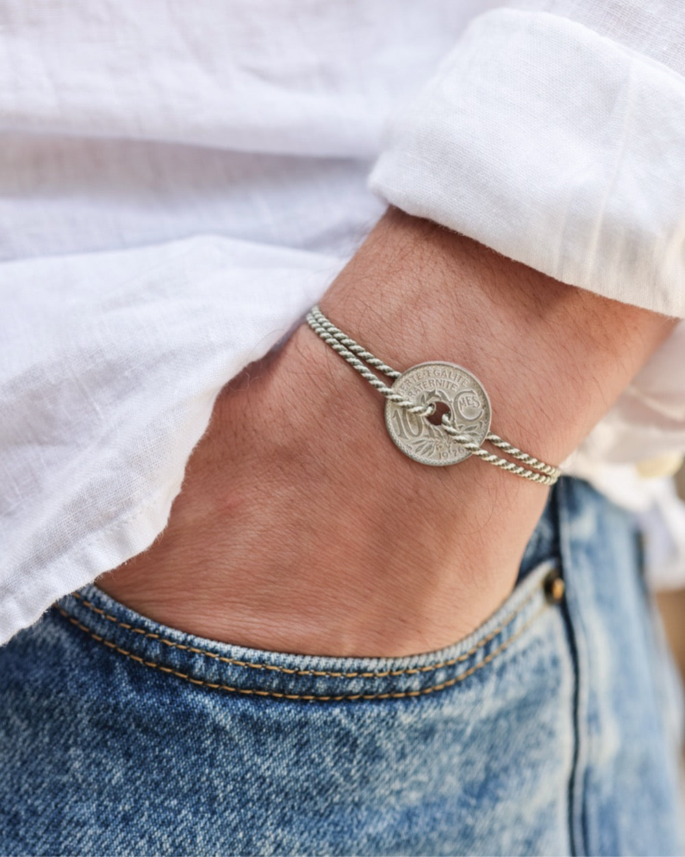 Bracelet Vincennes - 10 centimes argent - Biarrot Vert