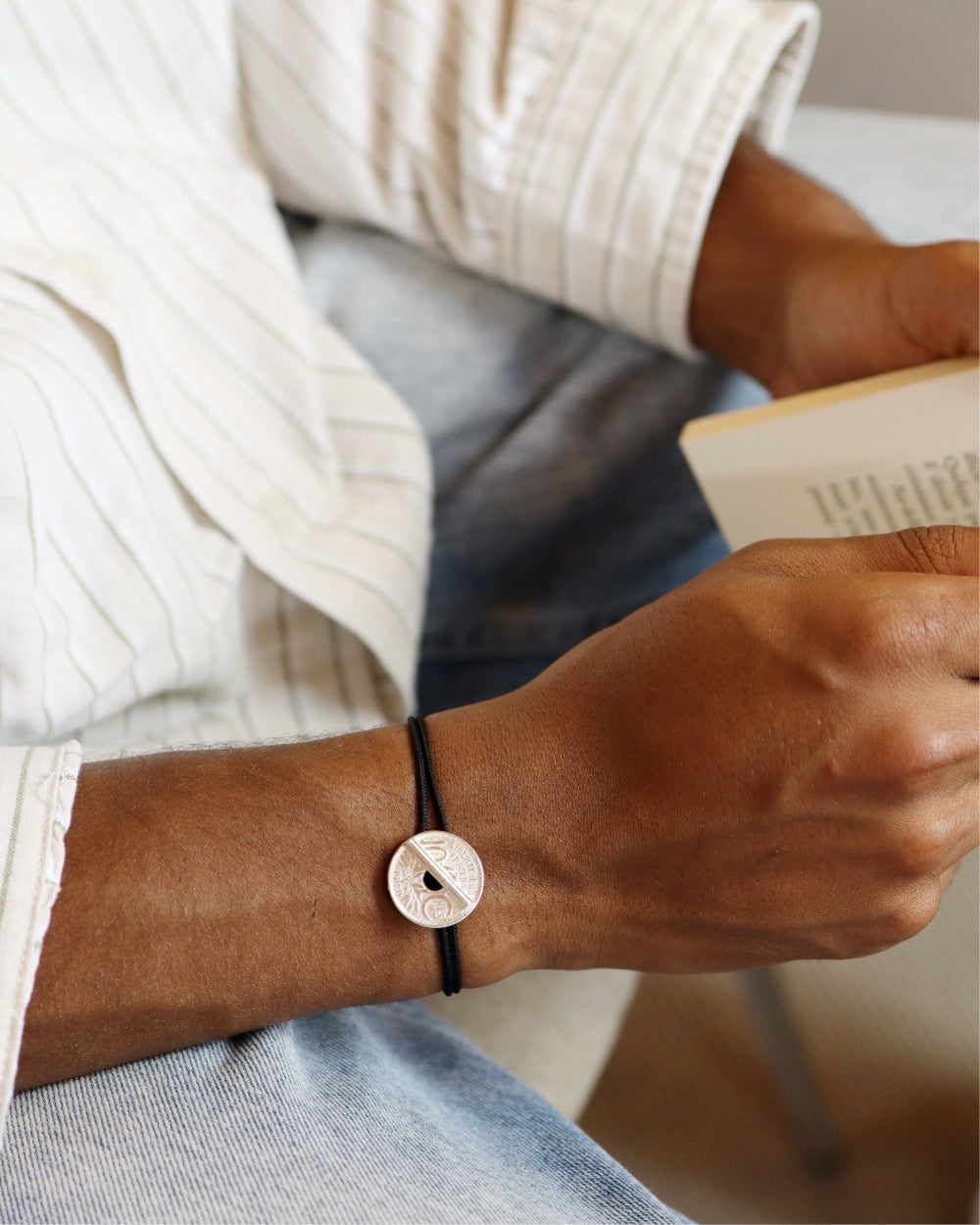Bracelet le T - 10 centimes argent - Noir