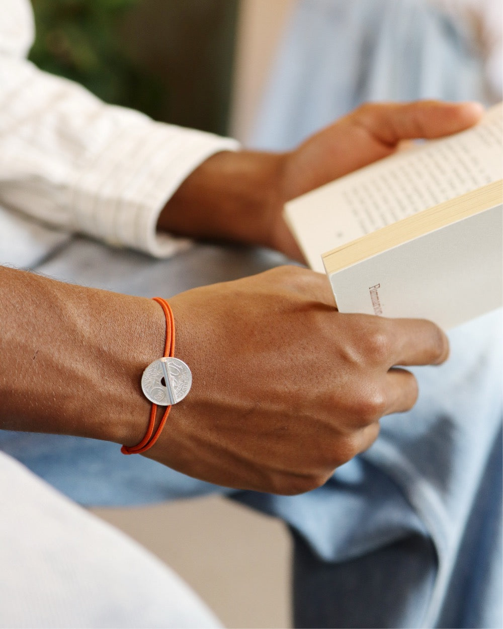 Bracelet le T - 10 centimes argent - Orange Vif