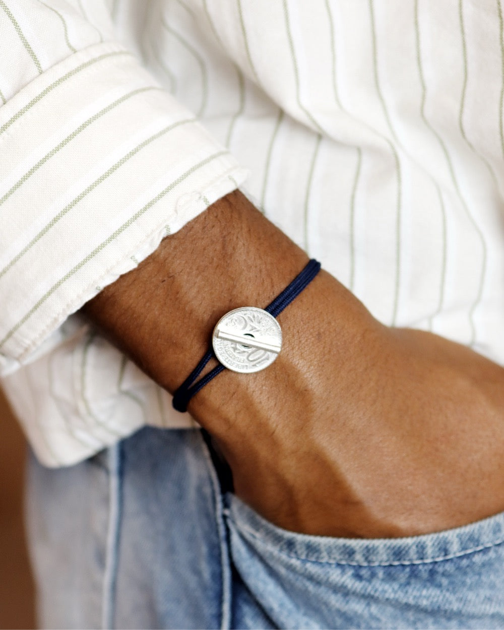 Bracelet le T - 10 centimes argent - Marine