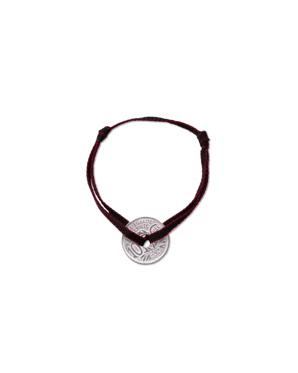 Bracelet Vincennes - 10 centimes argent - Plat Kaki Rouge
