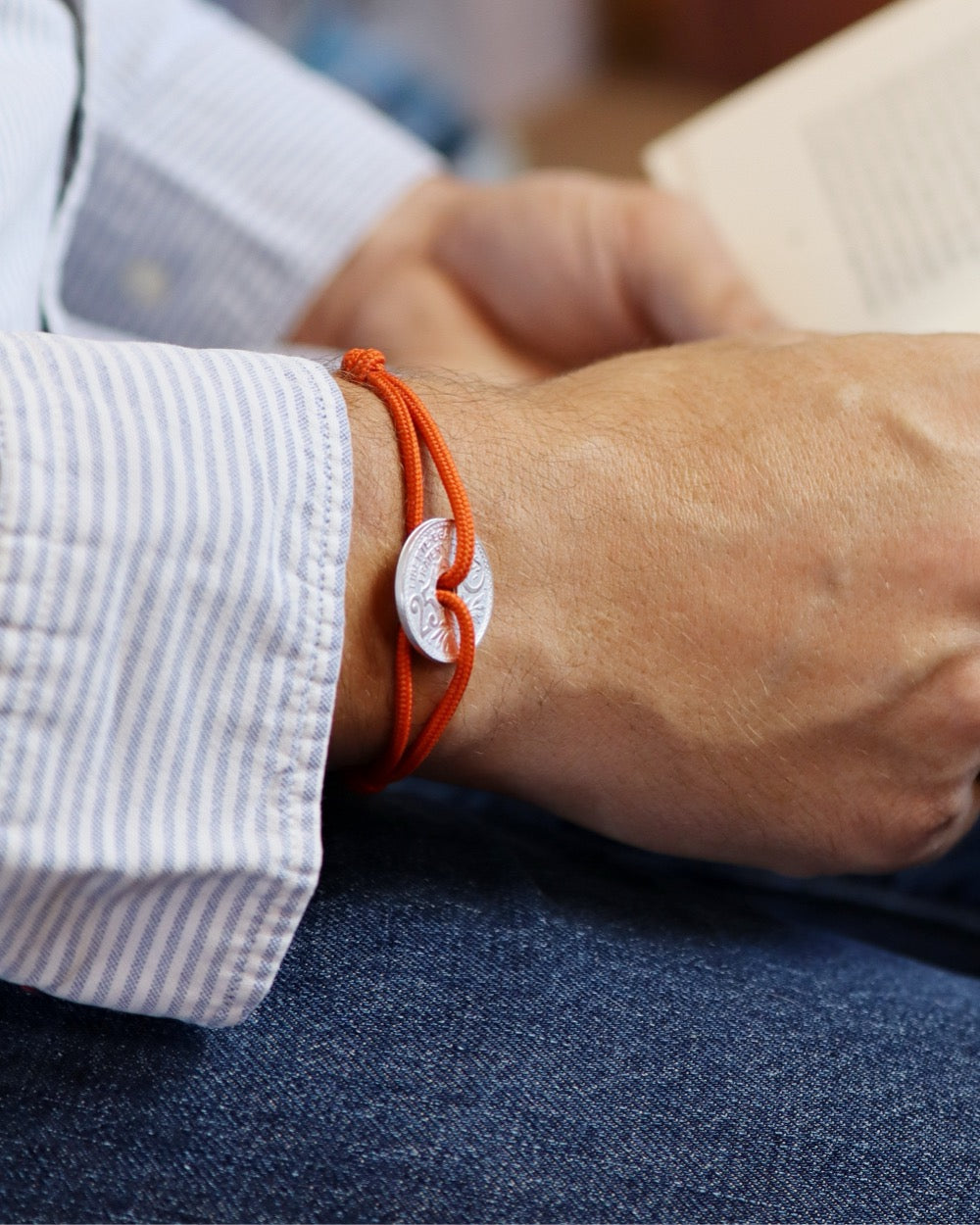 Bracelet Montmartre - 25 centimes argent - Orange Vif