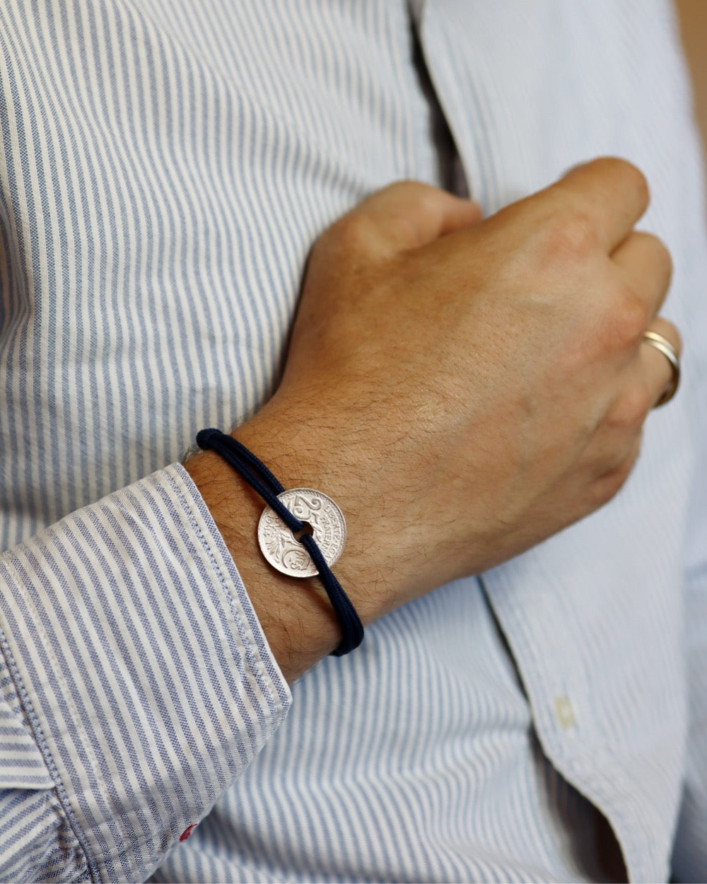Bracelet Montmartre - 25 centimes argent - Marine