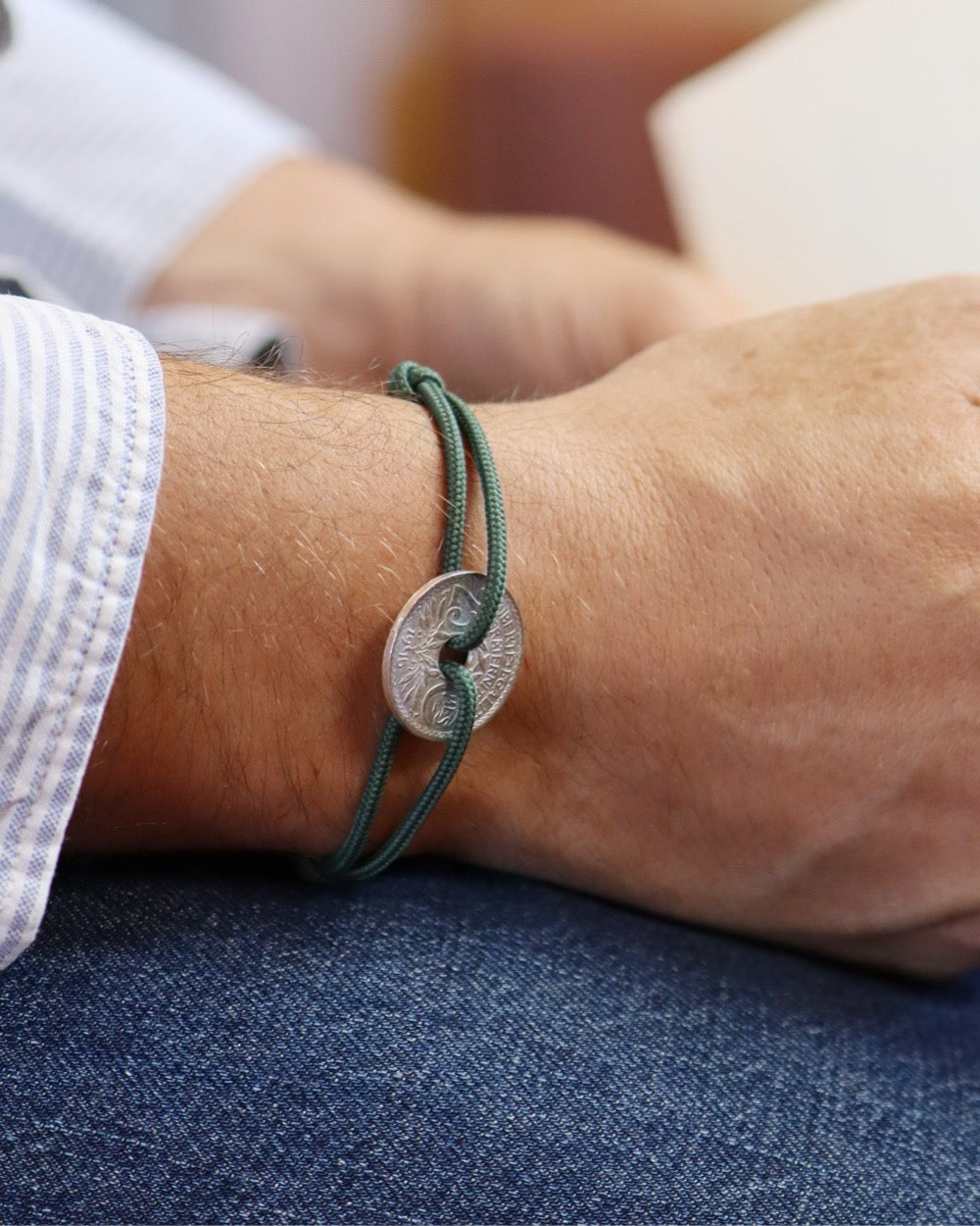 Bracelet Montmartre - 25 centimes argent - Kaki