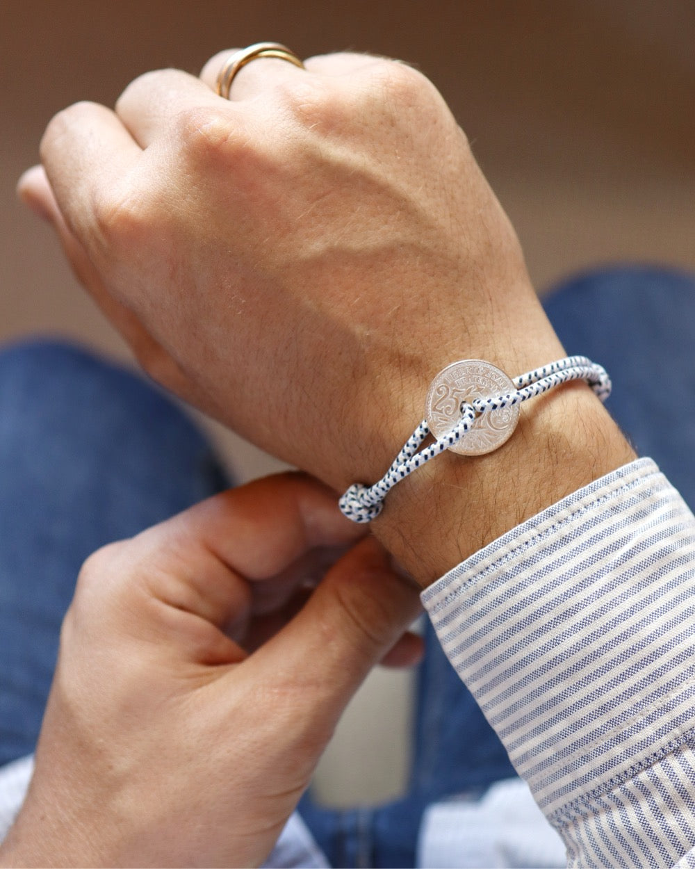 Bracelet Montmartre - 25 centimes argent - Marin