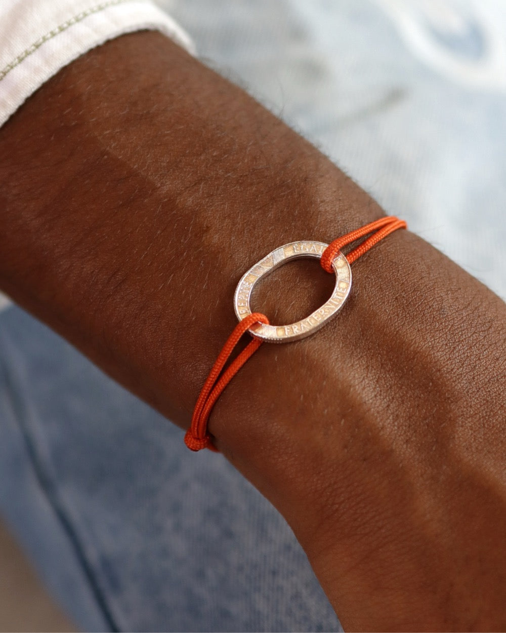 Bracelet Bastille - 10 francs argent - Orange Vif
