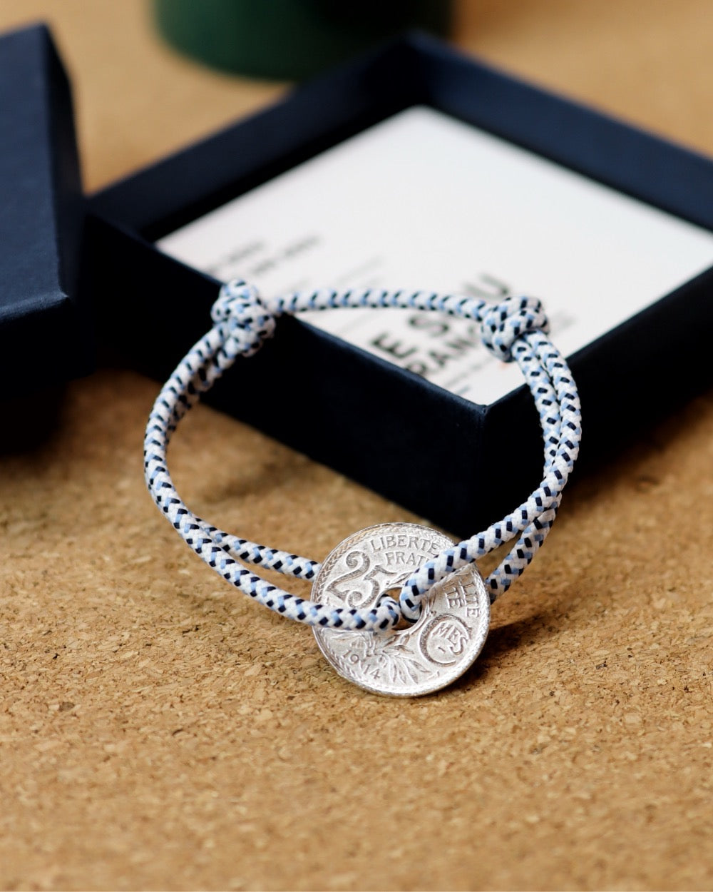 Bracelet Montmartre - 25 centimes argent - Marin