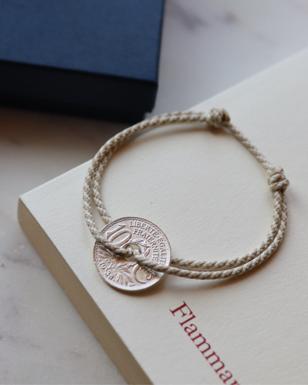 Bracelet Vincennes - 10 centimes argent - Biarrot Beige
