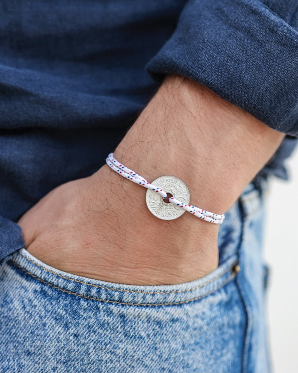 Bracelet Vincennes - 10 centimes argent - Navigateur Blanc