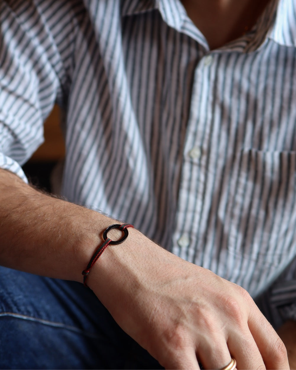 Bracelet Bastille - 10 francs charbon - Plat Kaki Rouge