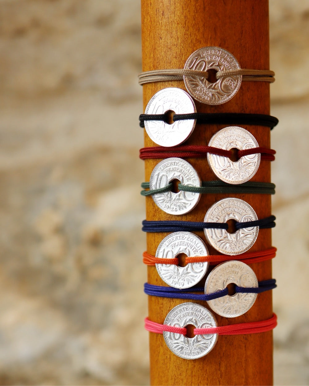 Bracelet Vincennes - 10 centimes argent - Bordeaux