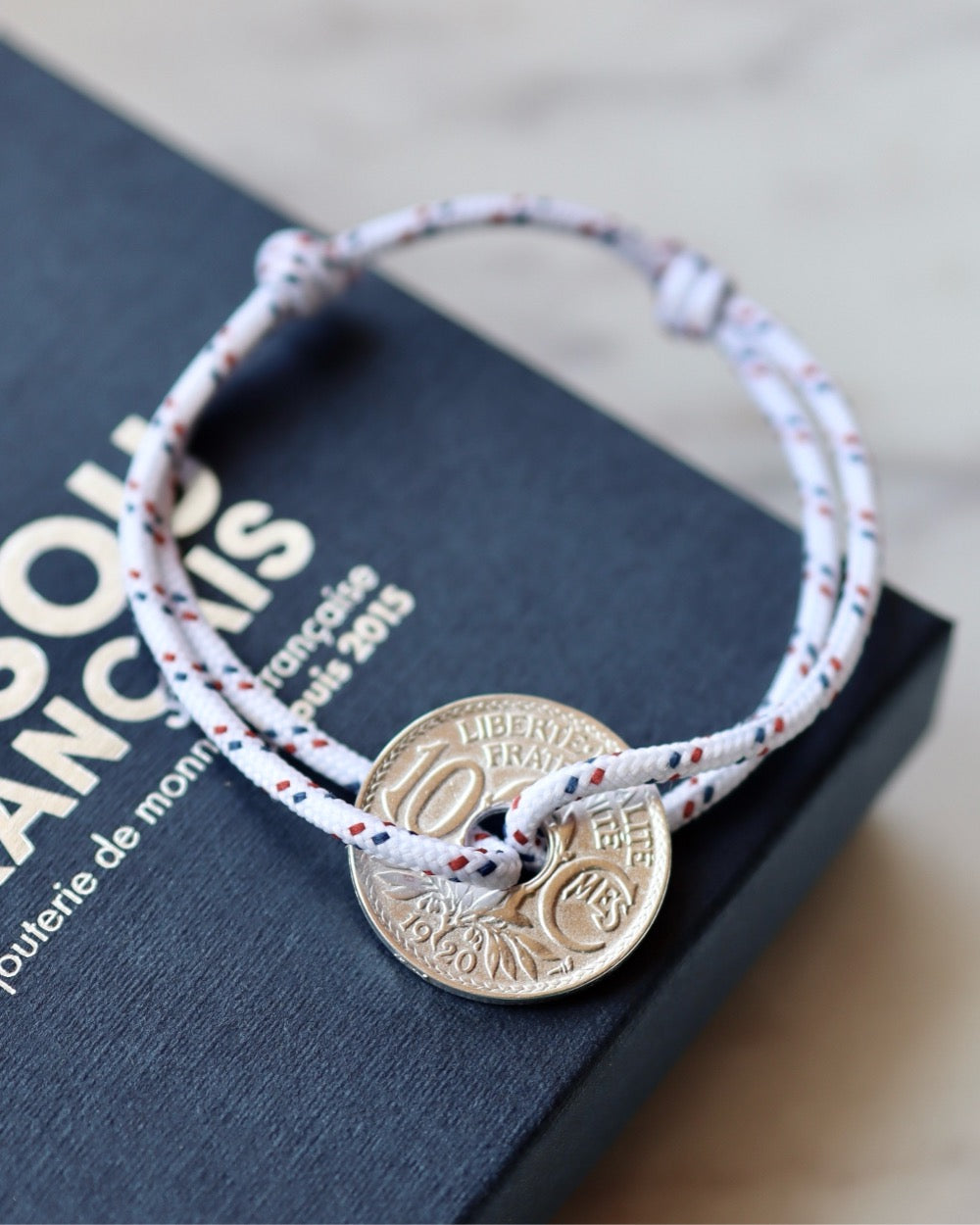 Bracelet Vincennes - 10 centimes argent - Navigateur Blanc