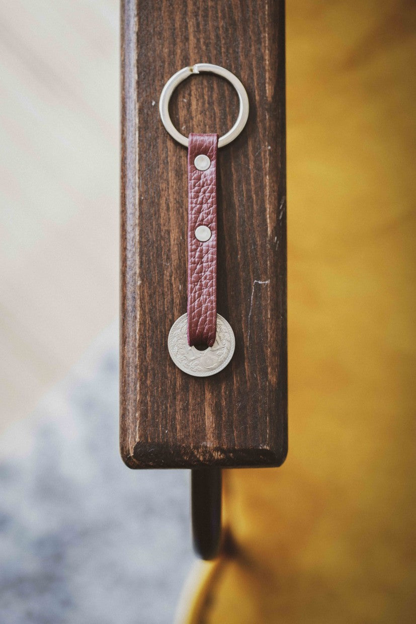 Porte-clés cuir Bordeaux