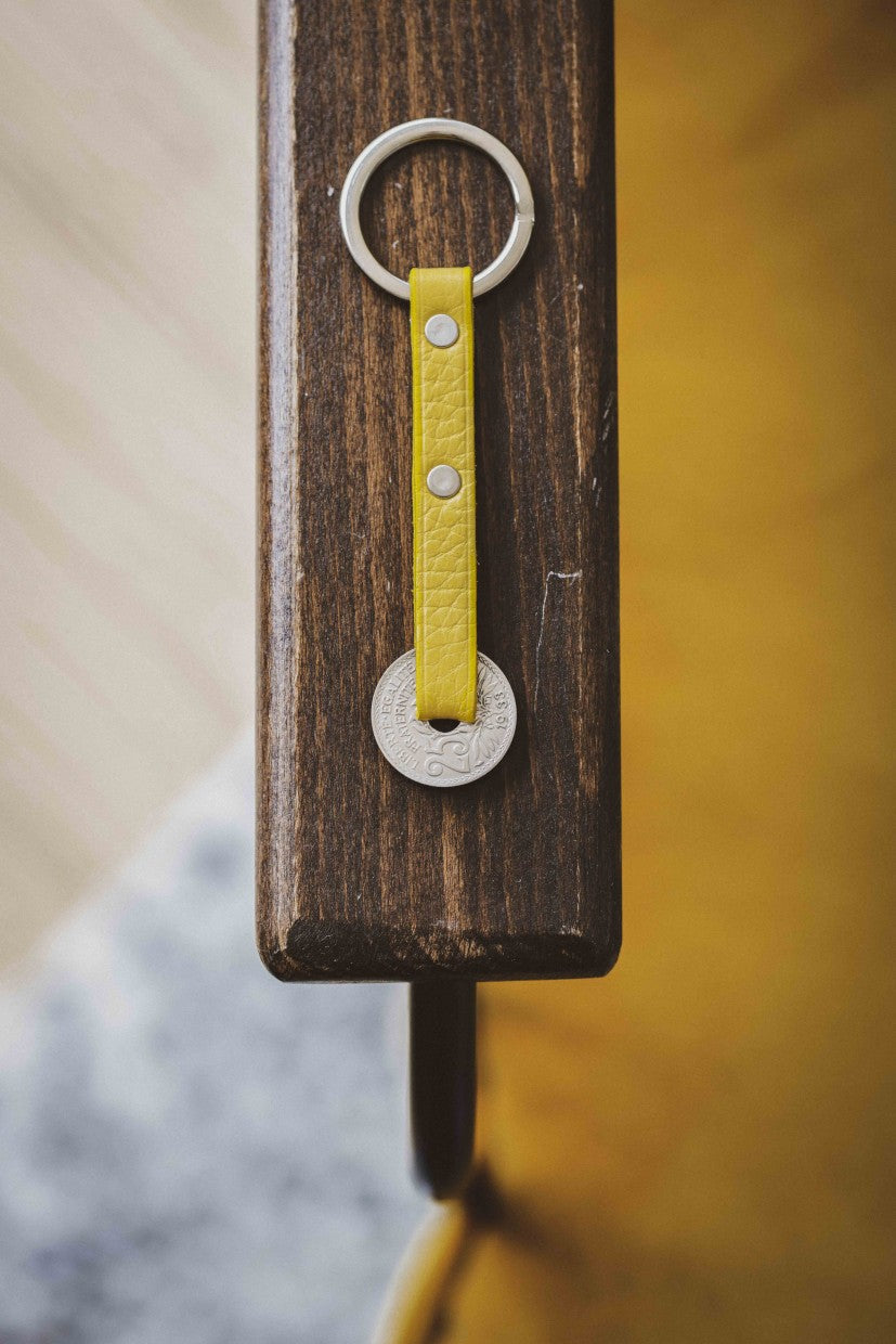 Porte-clés cuir Jaune