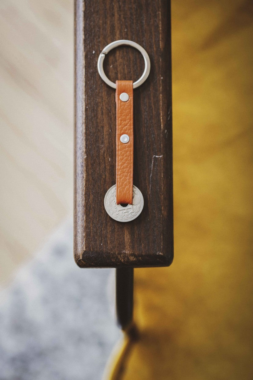 Porte-clés cuir Orange