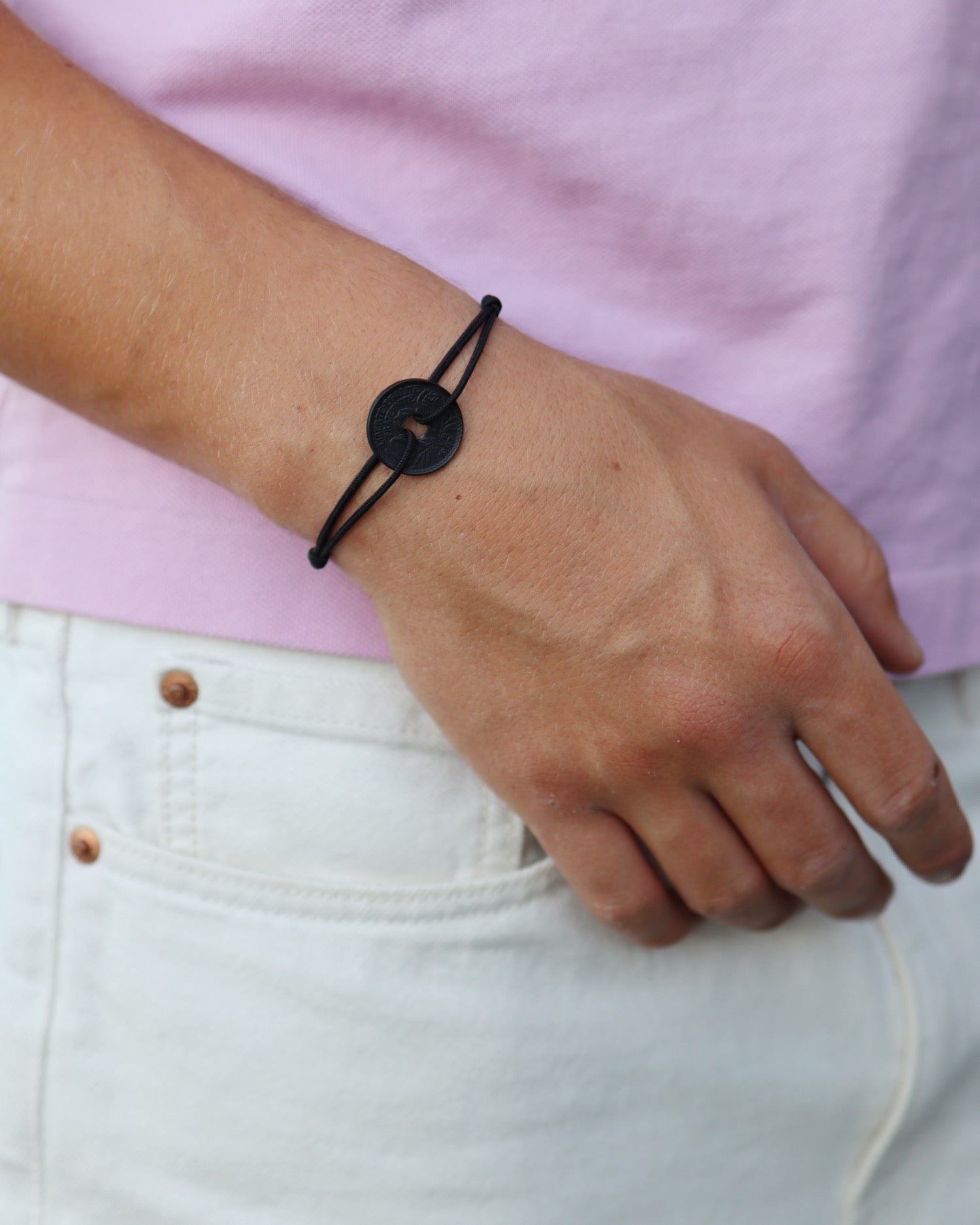 Bracelet Vincennes - 10 centimes charbon - Noir – Le Sou Français