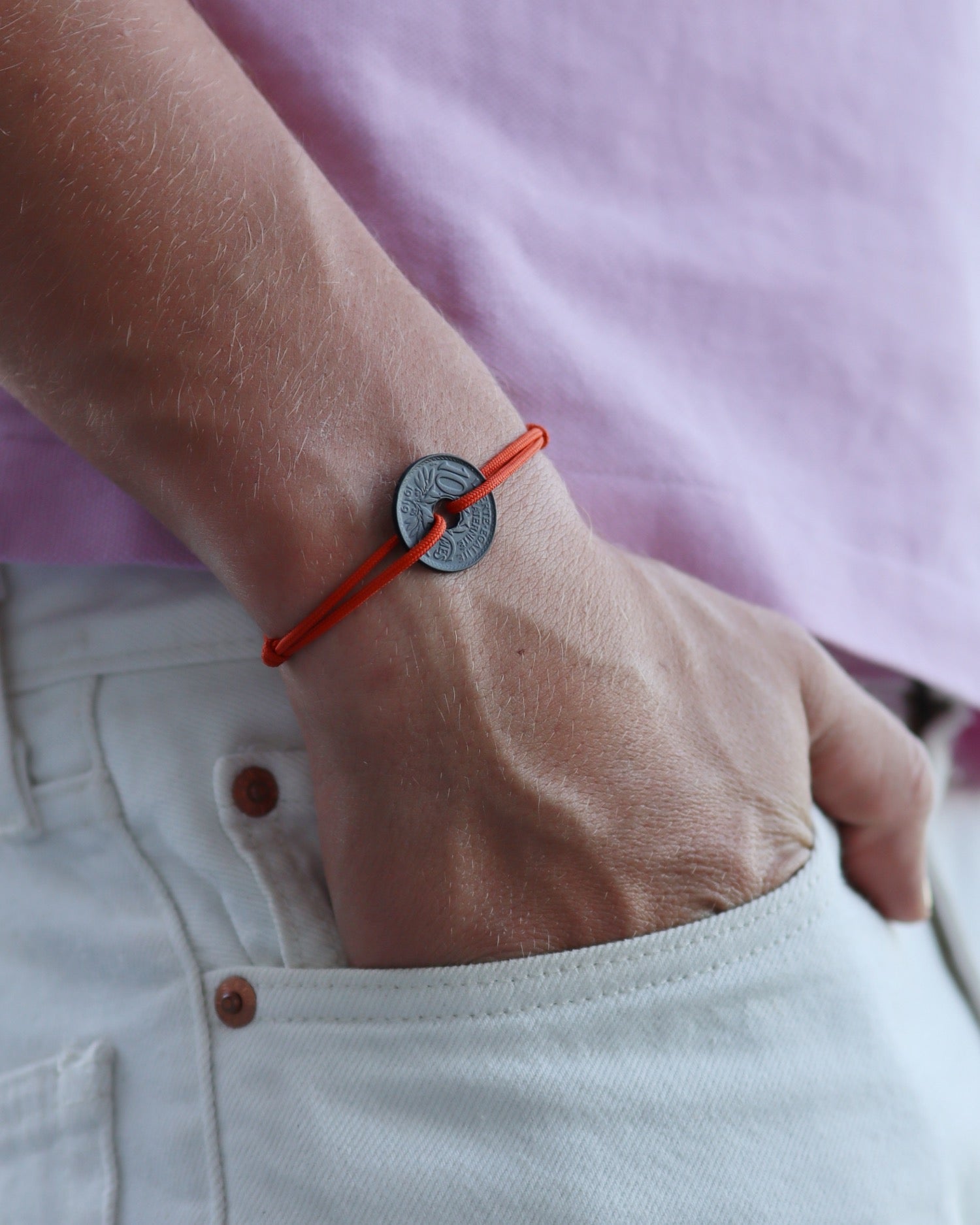 Bracelet Vincennes - 10 centimes charbon - Orange Vif – Le Sou Français