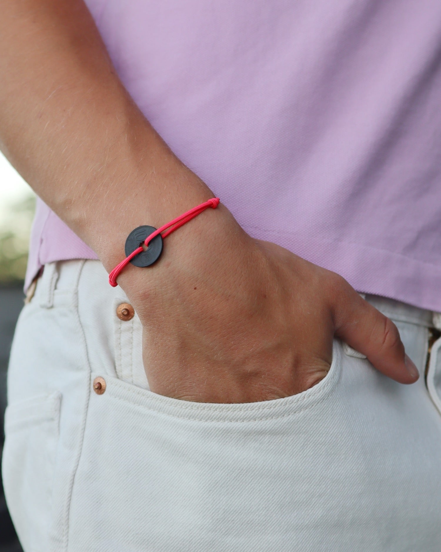 Bracelet Vincennes - 10 centimes charbon - Rose Vif – Le Sou Français
