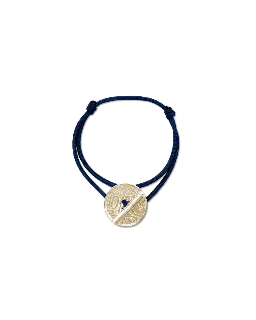 Bracelet le T - 10 centimes or - Marine – vue 3 – Le Sou Français